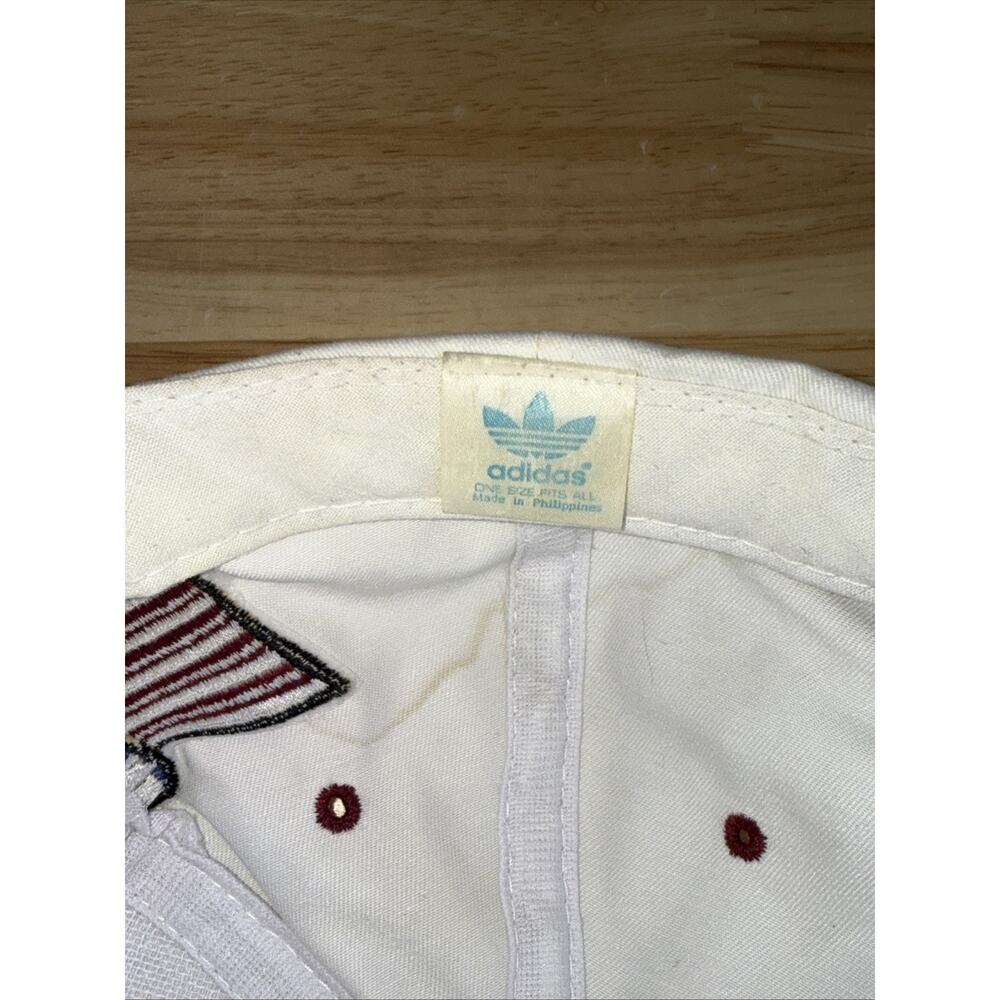 Vintage Adidas USA Flag Logo Embroidered Snapback Hat Adjustable White - Picture 7 of 8